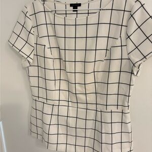 Ann Taylor Black and White Checkered Blouse